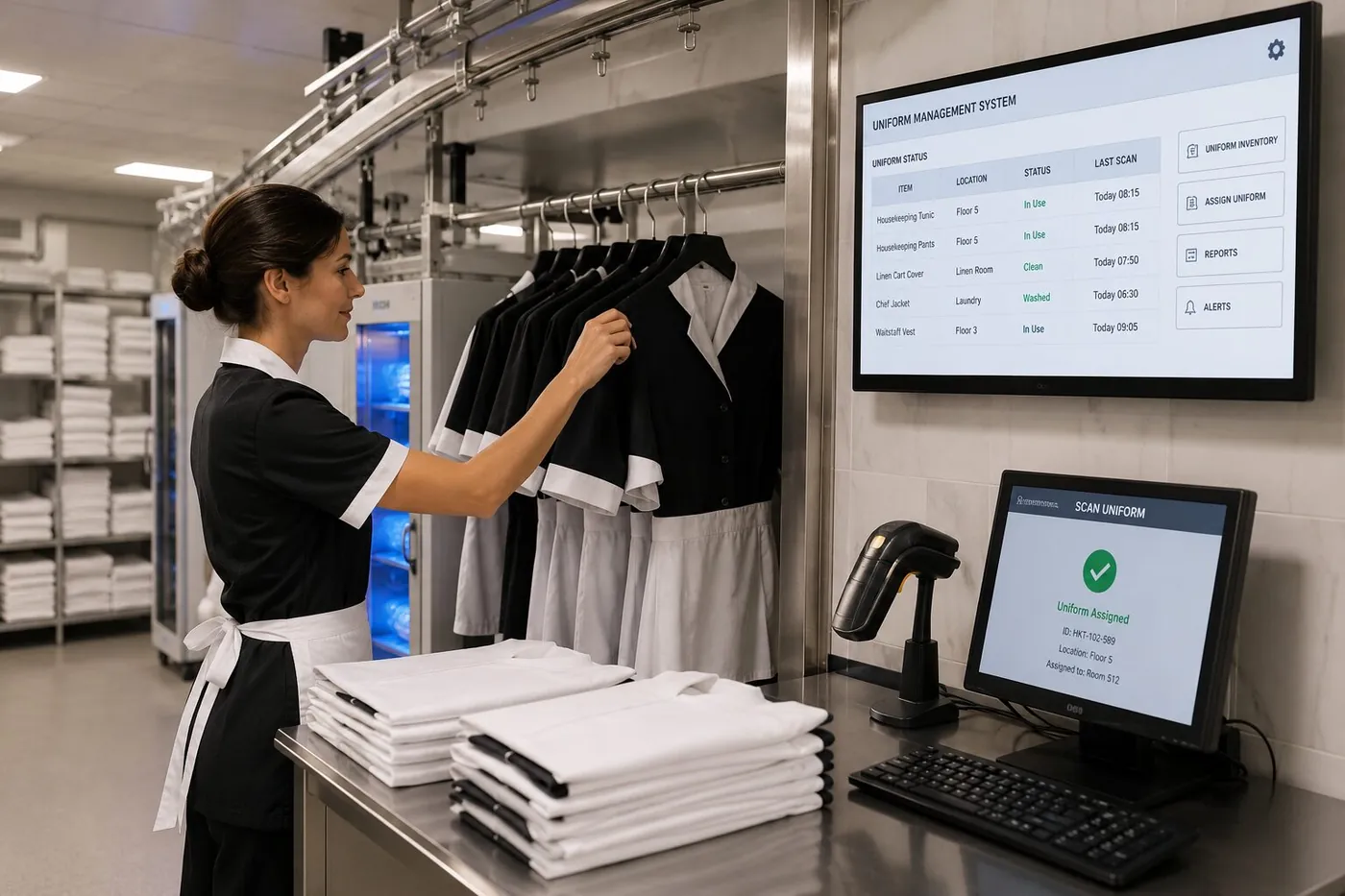 sistema de gestión de uniformes: Almacén de uniformes con control de entrega