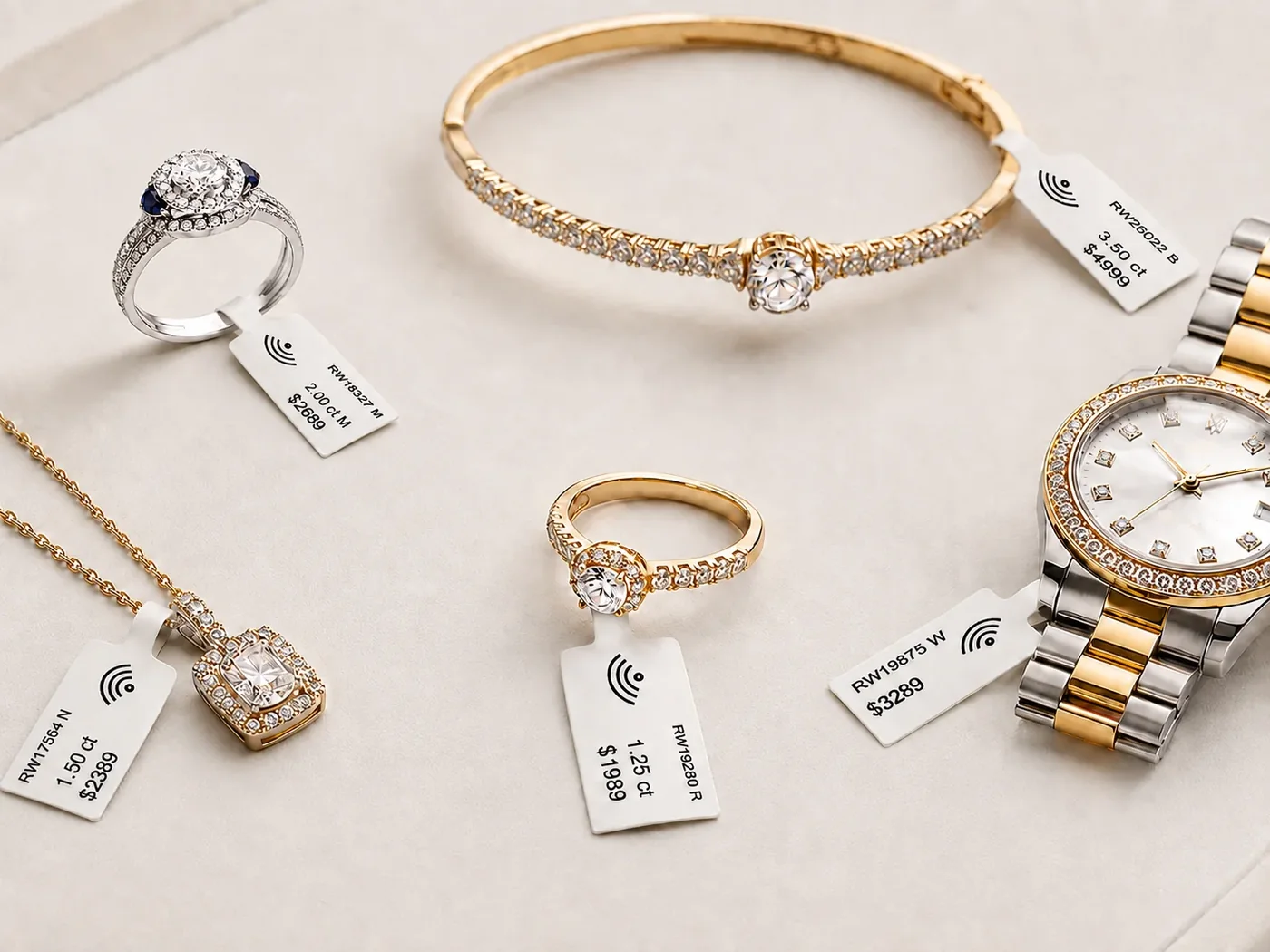 Etiquetas pequeñas para joyas, seguimiento de piezas de alto valor e inventario en joyerías